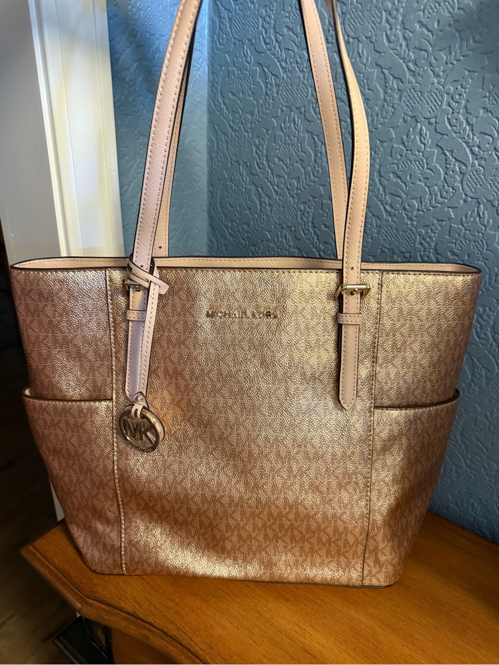 Michael Kors Metallic Rose Gold Tote